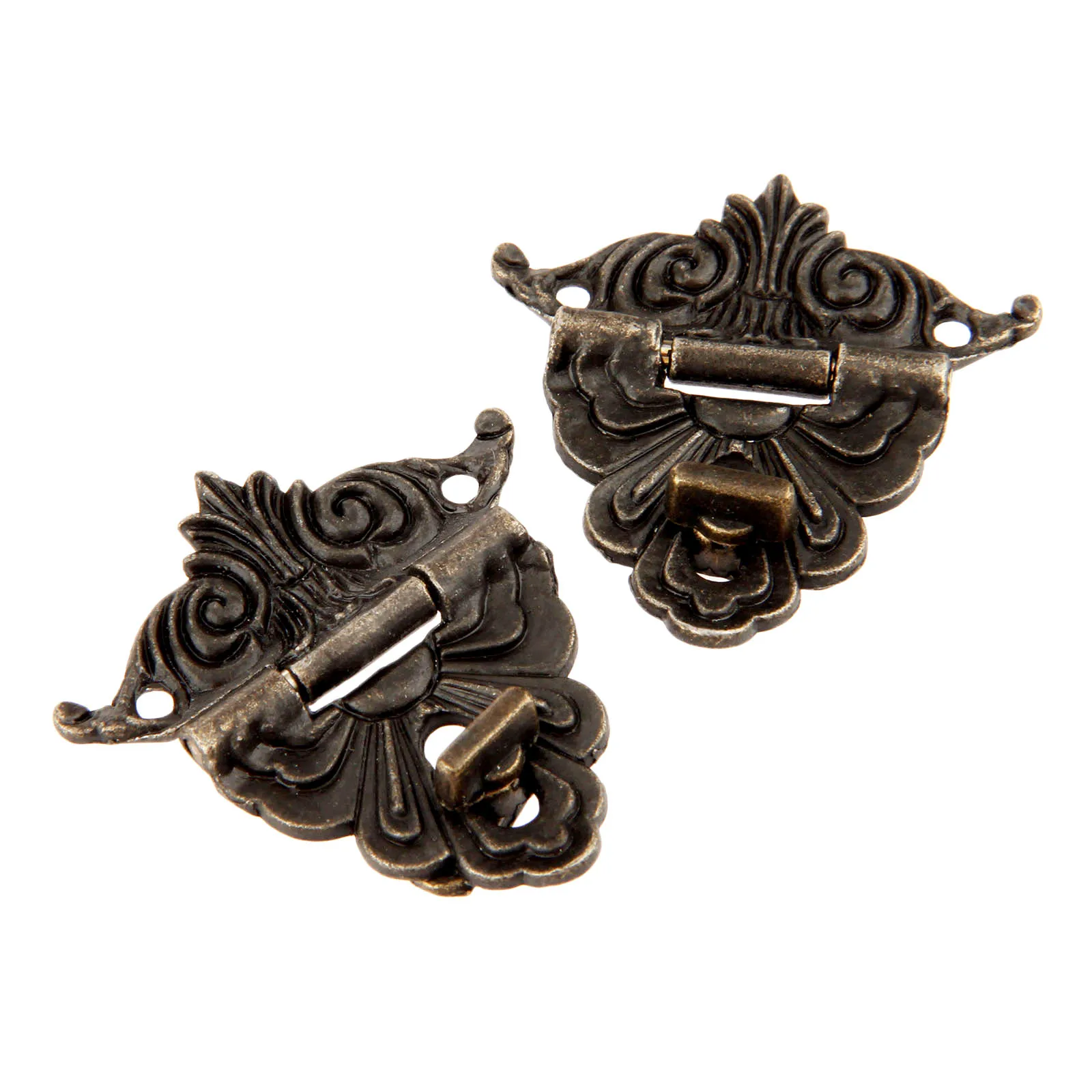 4Pcs Antique Bronze Hasp Latch Jewelry Wooden Box Lock Mini Cabinet Buckle Case Locks With Screws Funiture Fittings 45*48mm