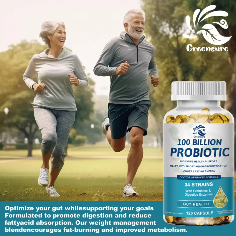 Organic Capsules Women Probiotic Supplement Greensure Organic Enzymes Probiotic Capsules 100 Billion CFU Probiotic Supplement with Prebiotics & Digestive Enzymes