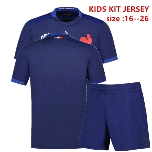 

2023 France Home Rugby Jersey Shirt YOUTH KIDS KIT 2023/24 FRANCE HOME RUGBY TRAINING JERSEY SHORTS size :16--26