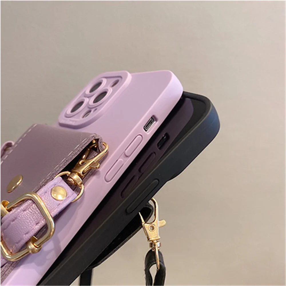 Luxury Leather Crossbody Neckband Wallet Phone Case with Card Holder
