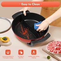 Casserole électrique 1360W à double saveur, avec niveaux de réglage, revêtement antiadhésif, couvercle en verre, pour 3-4 personnes 5