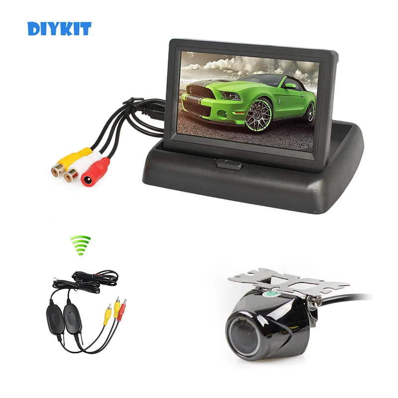 

DIYKIT Wireless 4.3inch Car Reversing Camera Kit Back Up Car Monitor LCD Display HD Security Metal Car Rear View Camera