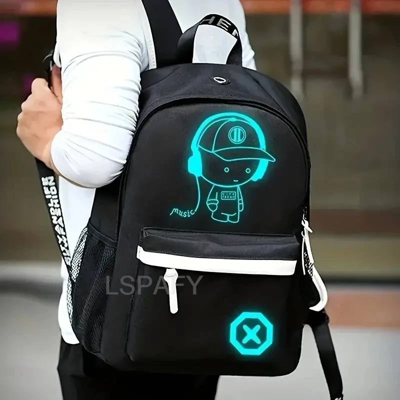 Zaino per bambini, borse da scuola per ragazzi e ragazze, zaino scolastico luminoso anime, borsa per libri impermeabile per bambini, zaino scolastico con ricarica USB, regalo - immagine 2