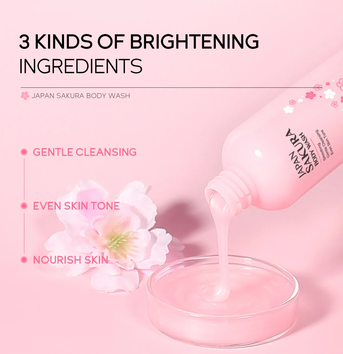 LAIKOU Sakura Shower Gel Long Moisturizing Smooth Long Lasting Fragrance Gentle Foam Body Cleansing Bath Product 100ml