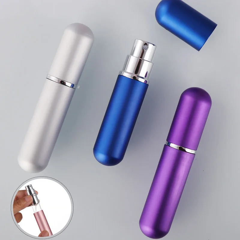 Perfume Atomizer 1PC 5ml Portable Mini Perfume Glass Bottle Travel Aluminum Spray Atomizer Empty Metal Parfume Atomiser Sprayer