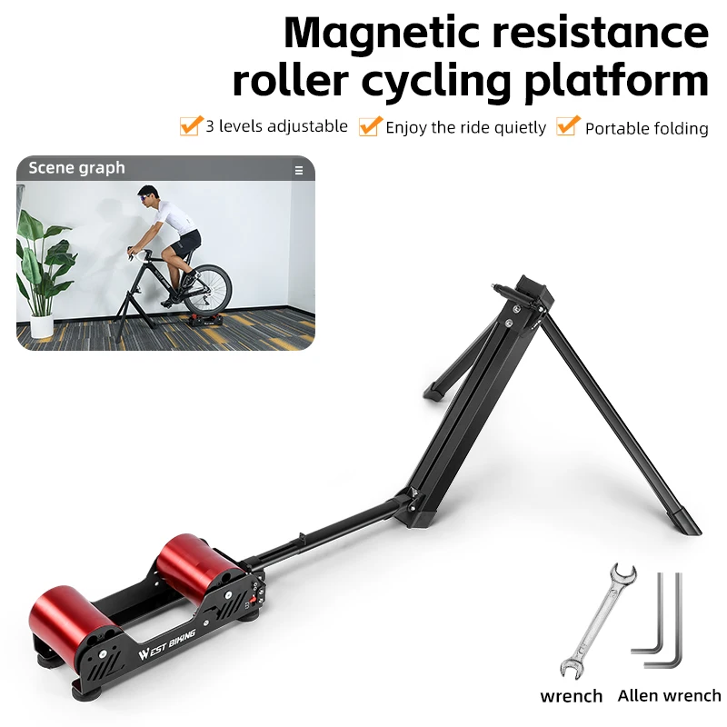 WEST BIKING Portable Bicycle Magnetic Resistance Roller Training