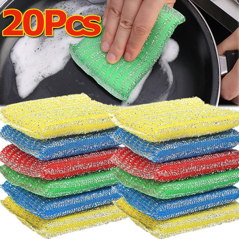 

Double sided Cleaning Sponge Brush Non-stick Oil Dishwashing Towel Kitchen Rust Removing Clean Cloth Household Cleaning Tools
