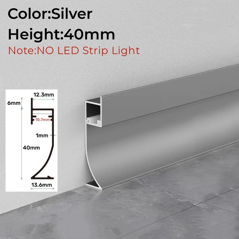 Lot De 20 Plinthes En Aluminium Gris Satiné De 10 Cm De Haut X 2,00 M