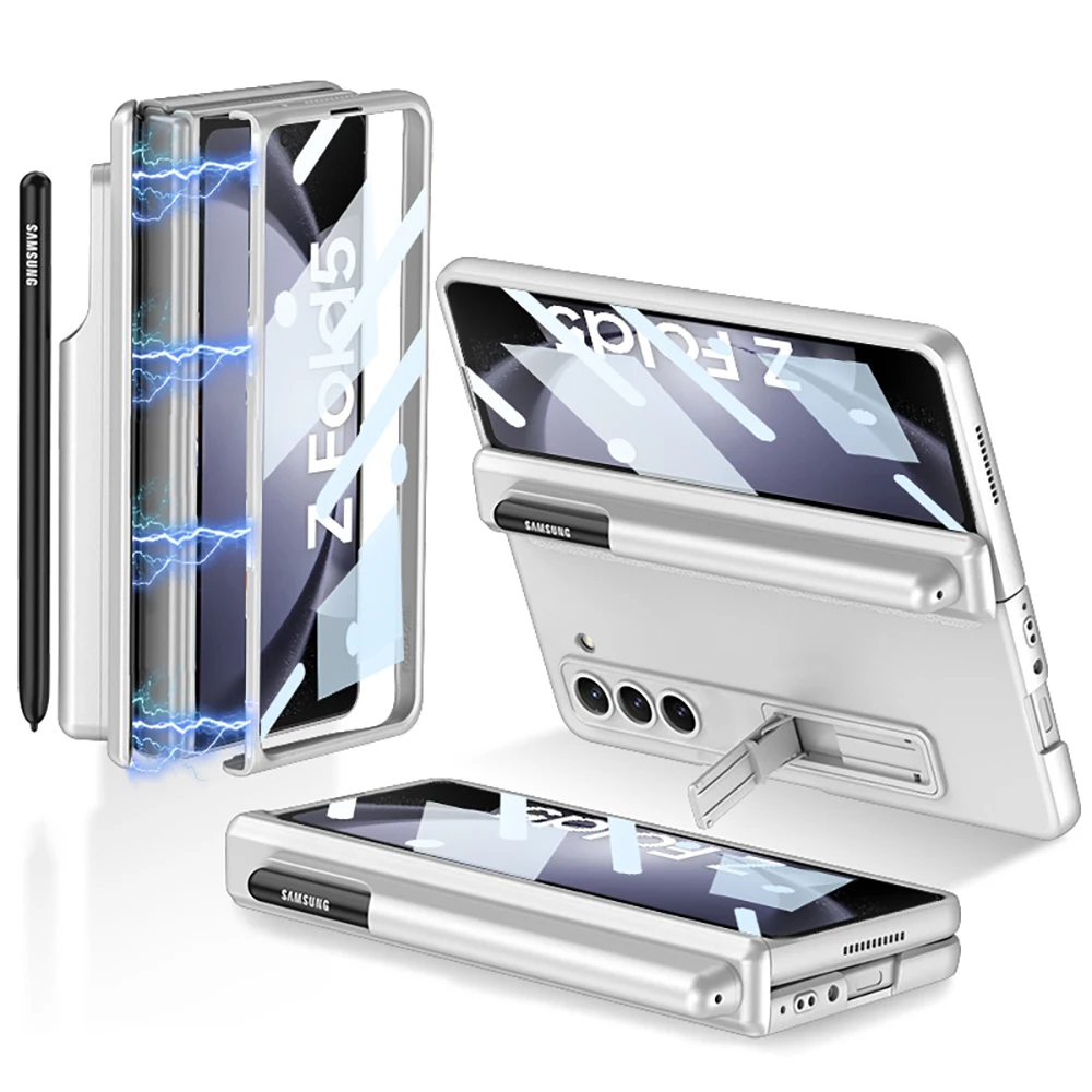 Magnetische Halterung Stift Halter Telefon Fall Für Samsung Galaxy Z Fold 5 5G Fall Kamera Bildschirm Schutz Abdeckung Stoßfest_voghion.com