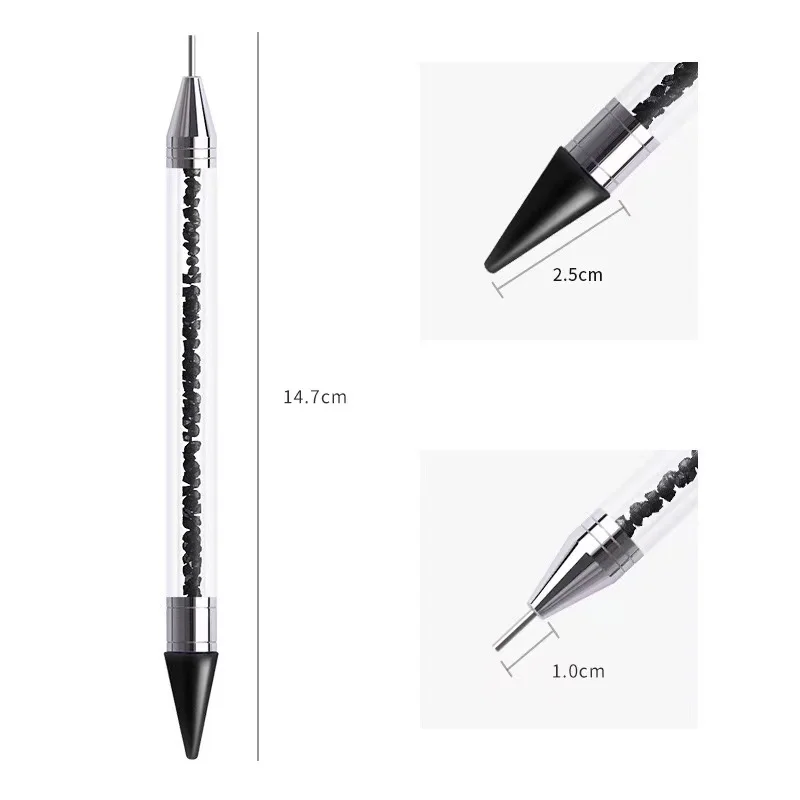 Crystal Handle Applicator Wax Pen Used For Nail Decoration Dual Head Acrylic Metal Dotting Pencil Nails Manicure DIY Point Drill 5