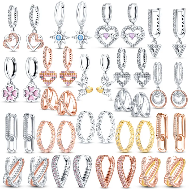 

2023 Wholesale New 925 Silver Plated Charming Double Earrings Suitable for DIY Women's Holiday Party Accessories