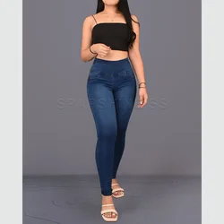 New Women's Thin Leg Elastic Pants Trousers Leggings Mid- Waist Butt Lift Skinny Denim Jeans Women Clothes