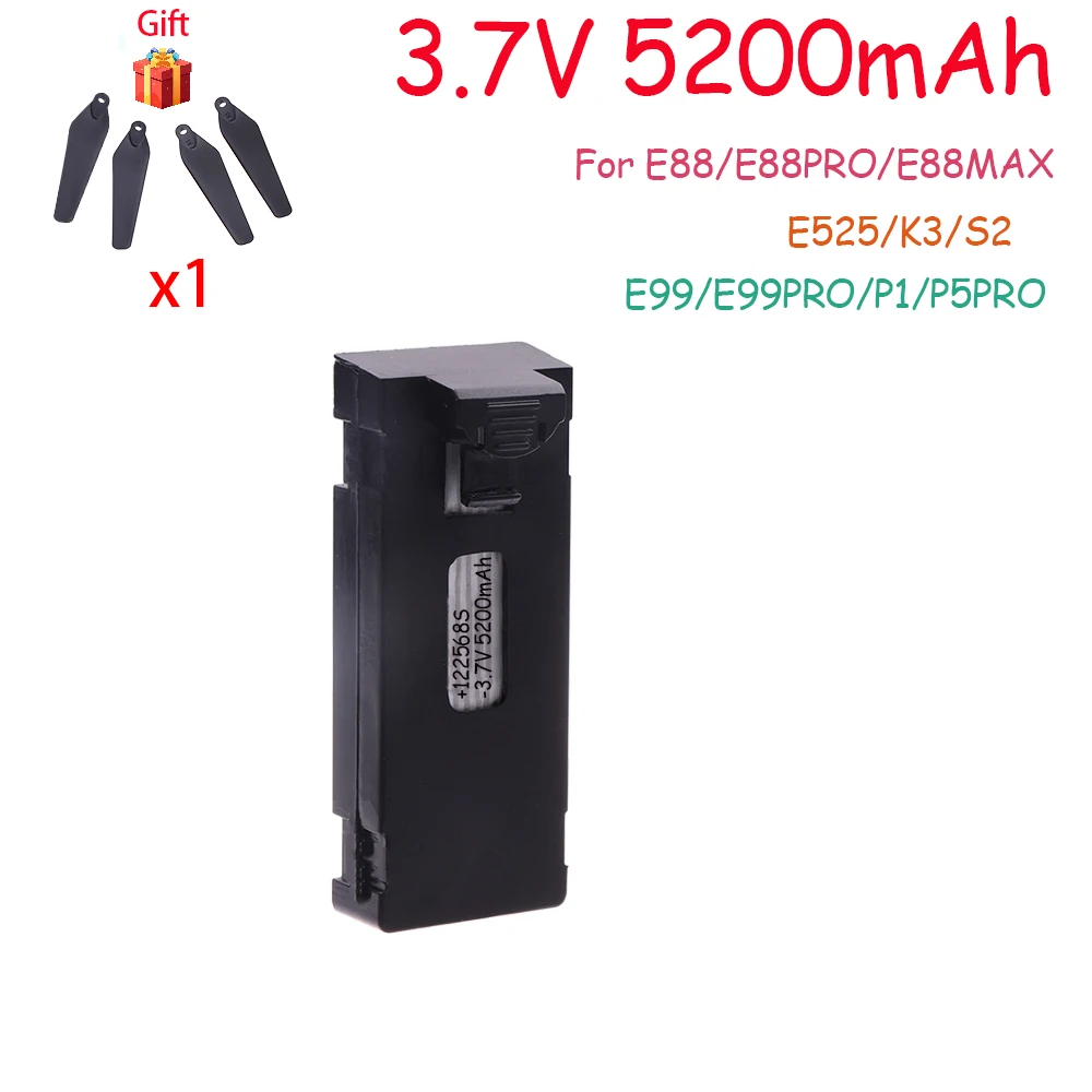 รูปสินค้า แบตเตอรี่โดรน 3.7V 5200mAh สำหรับ E88/E99/Mini Drone