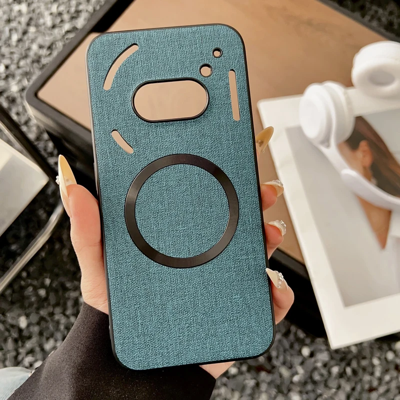 Magnetic TPU + PC Anti-Slip Ultra Thin Woven Textile Cloth Pattern Phone Case Cover