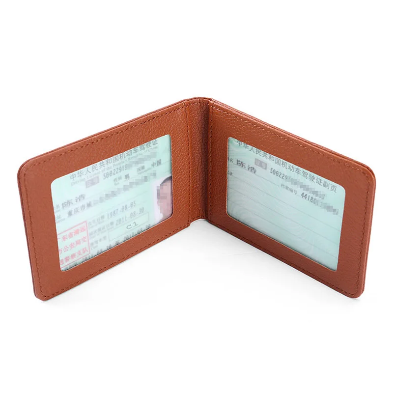 Custom Logo Ultra Thin Auto Driver License Bag PU Leather on Cover for Car Driving Documents ID Card Holder Purse Wallet Case