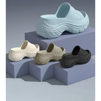 2026 New Comfortable Shock Absorption Thick Bottom Heightening Women's Slippers Summer Home Seaside Beach Non-slip Slippers 1