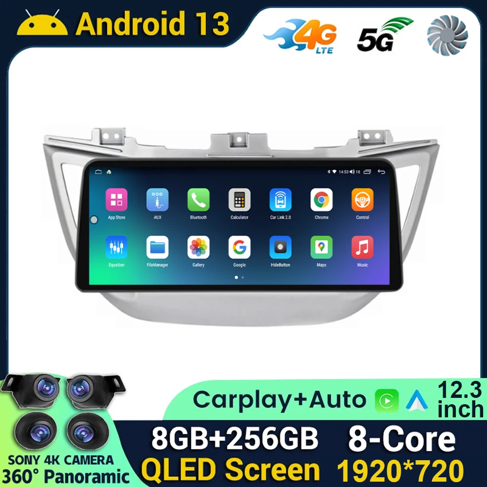 

12.3 inch andriod 13 for Hyundai Tucson 3 2015 2016 2017 2018 multimedia Video Player Car Radio Navigation Wireless carplay auto