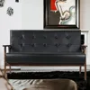 Leather Sofa Couch Set  Accent Chairs & 1Loveseat Black Faux Leather Loveseats Mid Century Modern Office Couch for Small Space 5