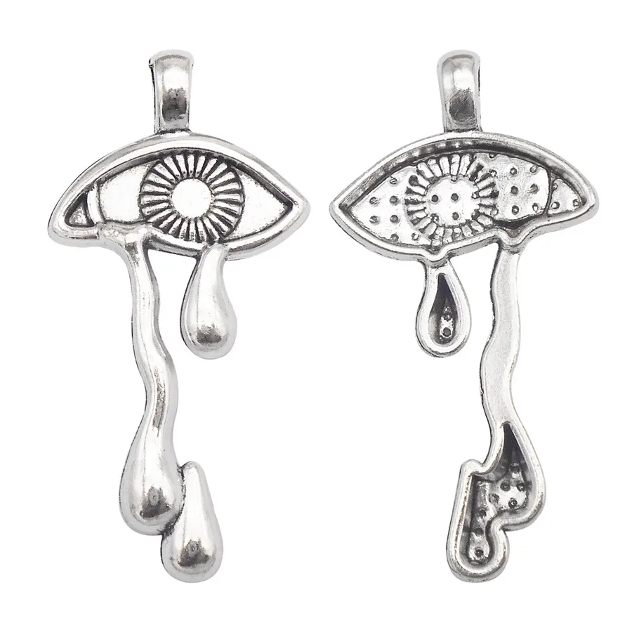 6Pcs Lega Occhi A Strappo Charms Argento Antico Colore Ciondolo Orecchino Collana Braccialetto Gioielli Accessori Artigianato