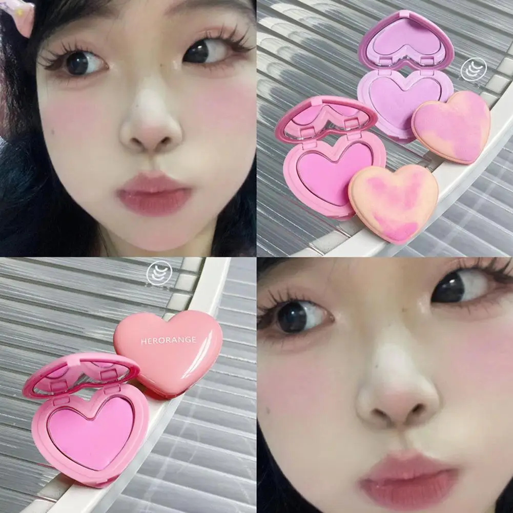 Heart-Shaped Matte Contouring Blush Cream Palette Smooth Cheek Tint Mud Blusher for Girls Face Contour Rouge Palette Make N9A2