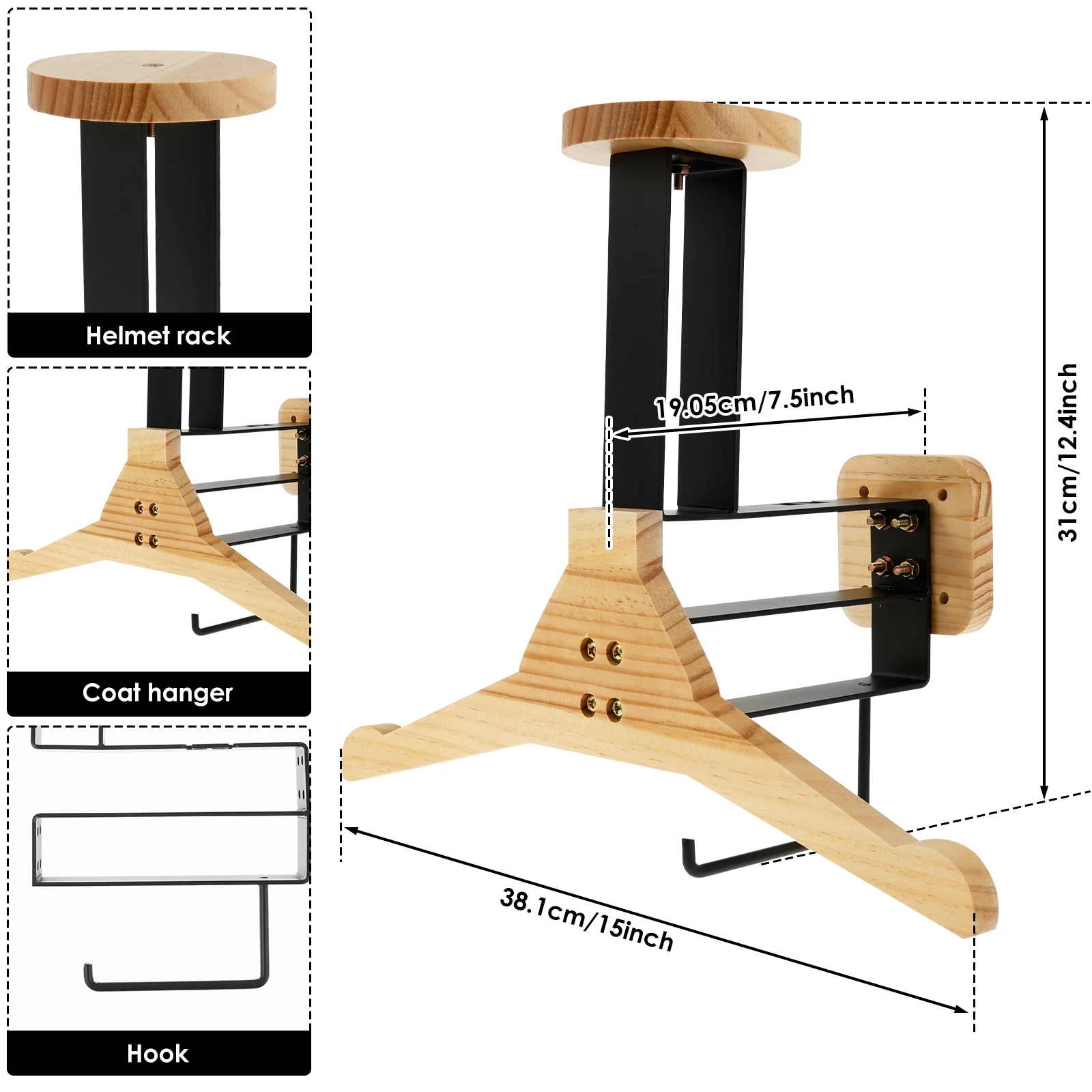 Wood Motorcycle Helmet Holder Storage Rack