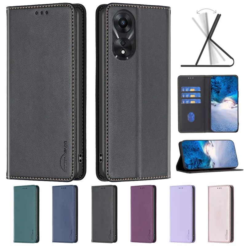 Custodia Portafoglio In Pelle Rossa Per OPPO A98 5G, Cover A Libro Con Chiusura Magnetica E Slot Per Carte - 2
