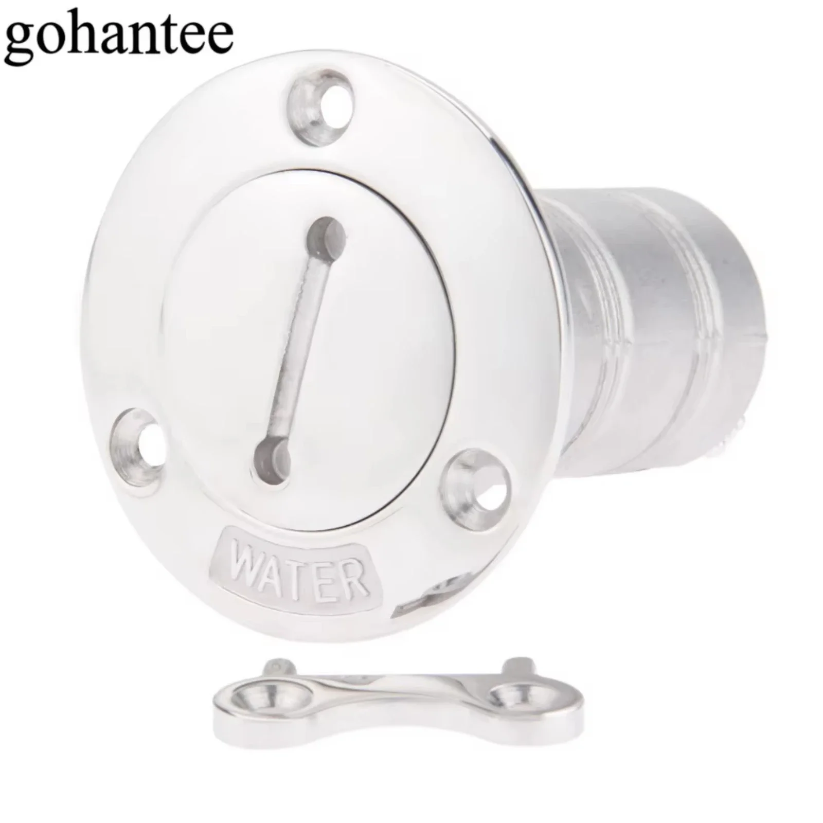 ABS Boat Deck Water Filler Hatch With Keyless Cover | Frosted "Water" Mark | For Marine, Yacht, RV | Anti-Lost Chain - View #3