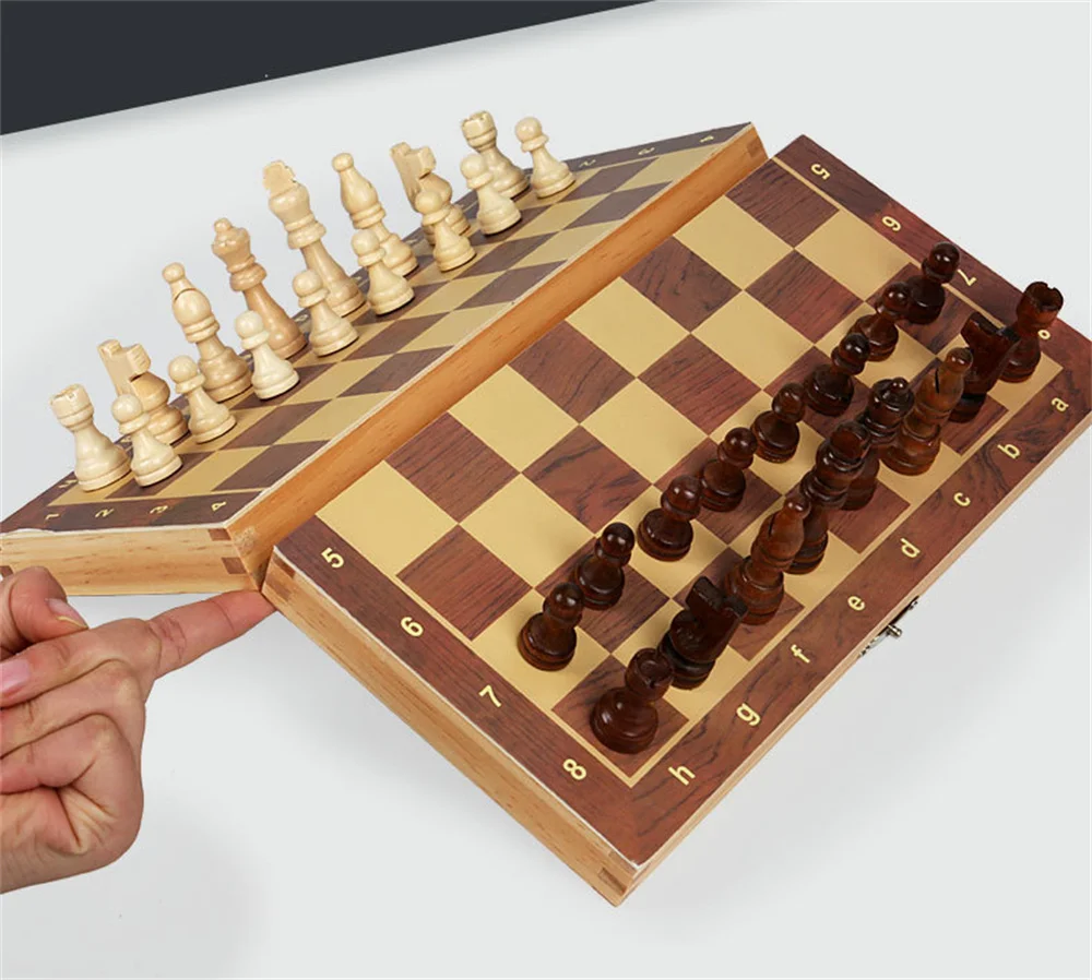 Board Game Wooden Chess Foldable Chess Board Table Games Folding Chess Board Chess Pieces And Board Chess Pieces Wooden Folding Large Board Chess Pieces Interior Travel Board Party Game Table For Storage Portable Set For Kid 34cm