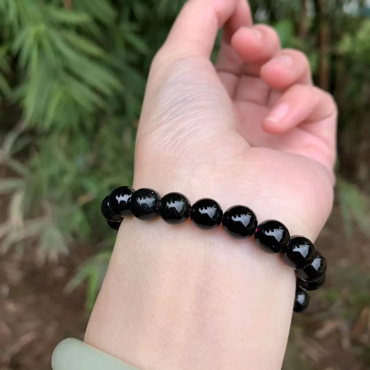 7MM Genuine Natural Tourmaline Beads Bracelet Crystal Gift Woman Round Beads Jewelry fine