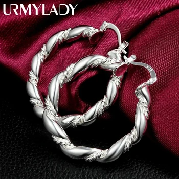 Hot new High quality 925 Sterling Silver hoop Earrings for Woman fashion party wedding Jewelry elegant Christmas Gifts