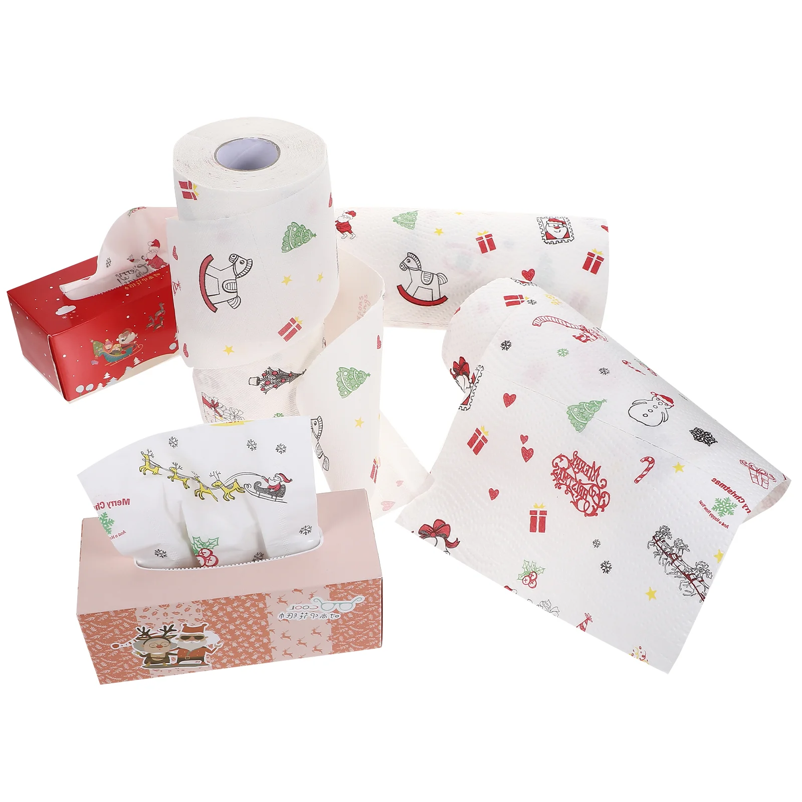 

1 Set Toilet Paper Christmas Printing Napkin Christmas Party Accessories Pattern Random