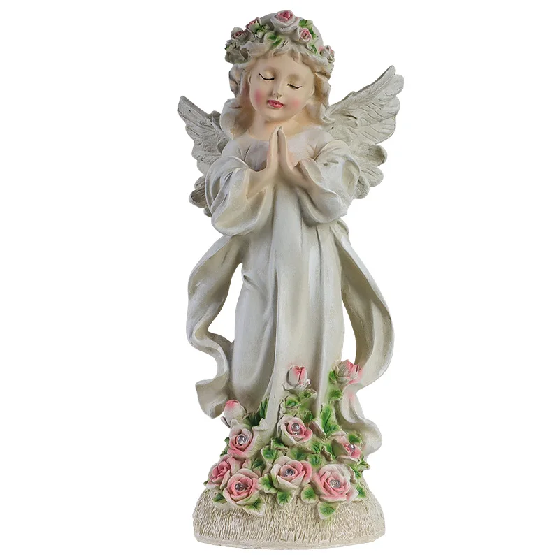 

Resin Flower Fairy Solar Power Automatic Night Light Crafts Figurine Garden Courtyard Villa Home Decors Angel Girl Statue Gift