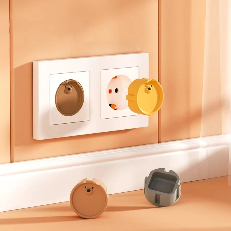 5Pcs Baby Safety Protection Socket Protective Cover Cute Cartoon Children Electric Shock Prevention