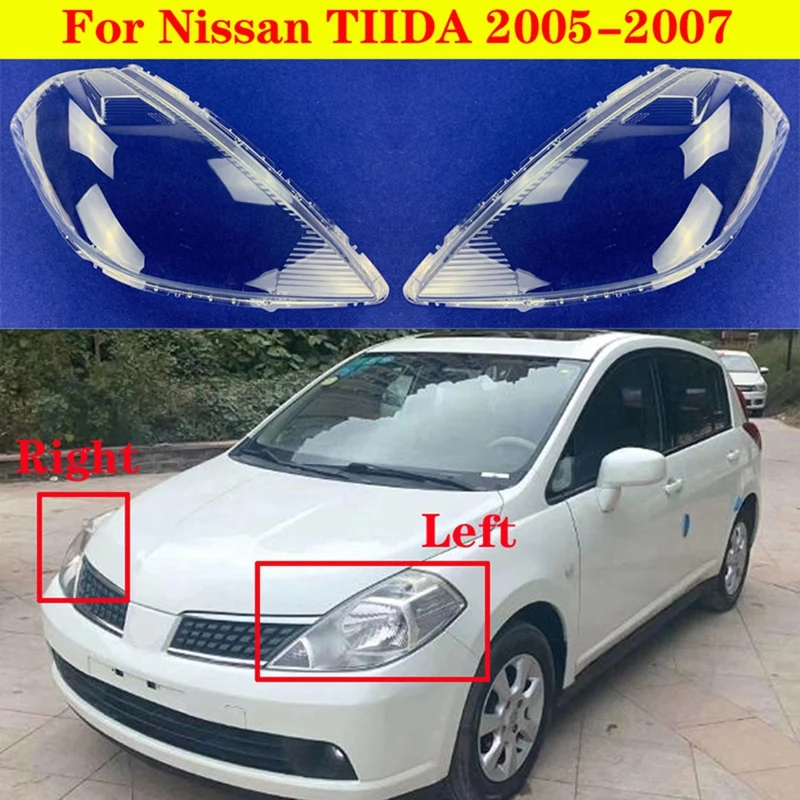 1 Pair Car Front Headlight Lens Cover Headlight Lamp Shell Accessories For Nissan TIIDA 2005-2007 1