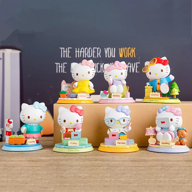 

Sanrios Hello Kitty Doll Lovely Week Series Blind Box Cartoon Cute Office Desktop Decoration Valentine's Day Gift Children Toys