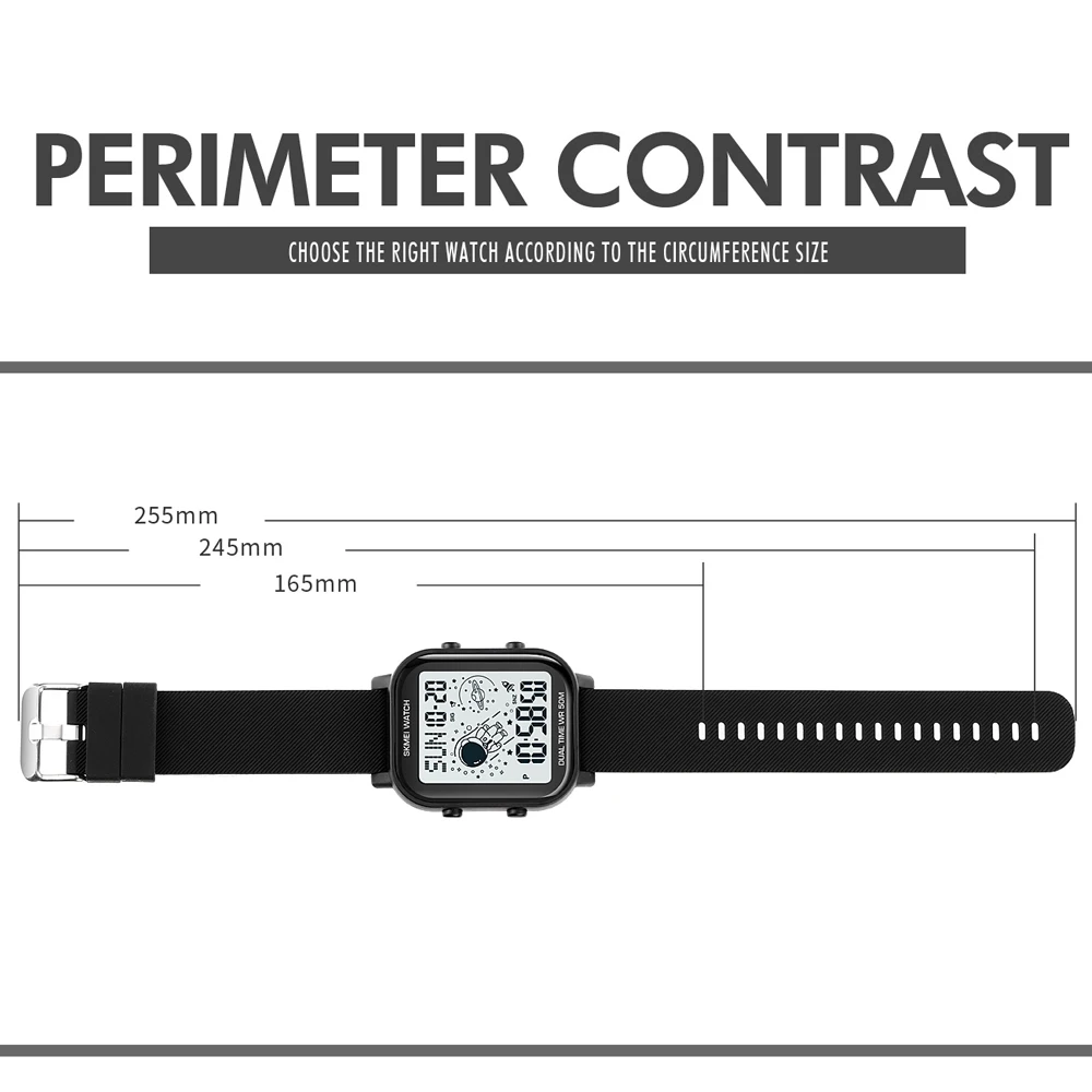 SKMEI Astronaut Creative Electronic Watches for Men Fashion Square Silicone Strap Led Digital Watch Waterproof Male Wristwatch 6