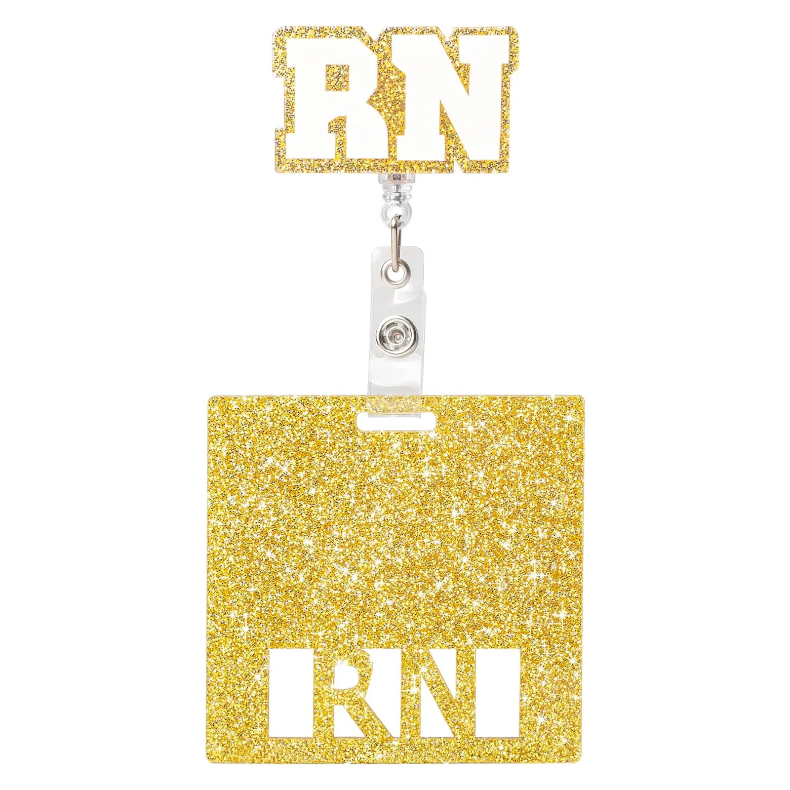 Medical Assistant Badge Reel With Alligator Clip - Glitter Irregular Shape, Retractable, 24" Reach, Gift For Nurses & Doctors