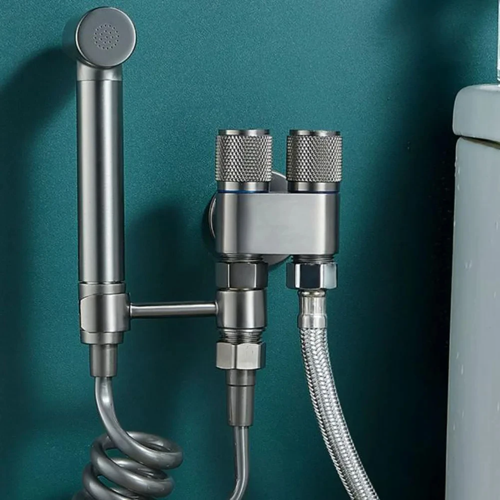 Toilet Bidet Sprayer Triangle Valve 1 In Two Double Control Faucet G1/2 Rotary Switch Shower Head Washer Washing Machine Valve