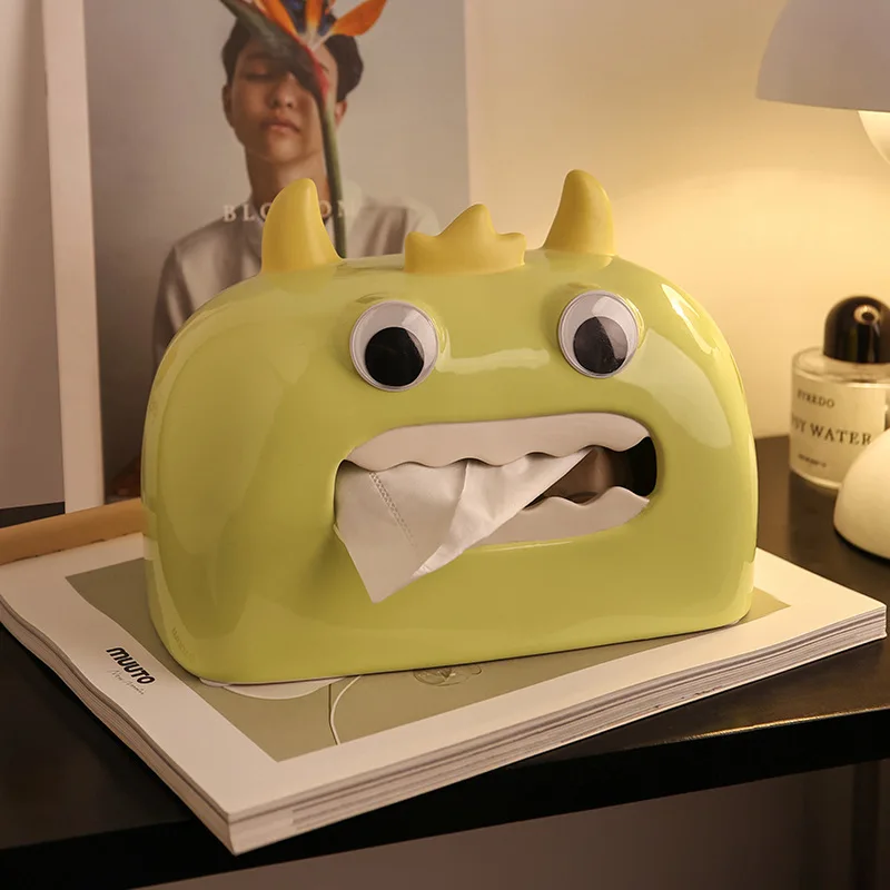 

Nordic Ins Ceramic Big Eye Monster Tissue Box Paper Holder Tissue Box Living Room Bathroom Paper Box Home Decoration Accessories
