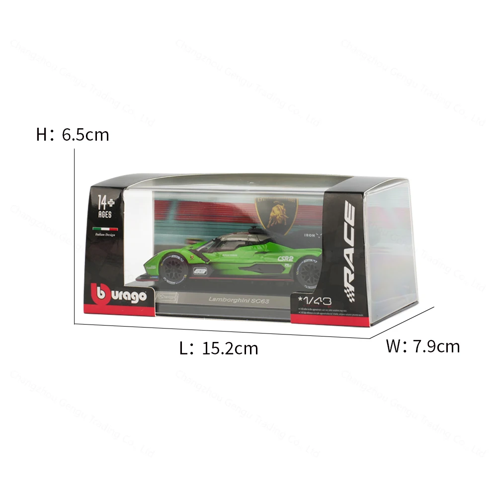 Bburago 1:43 Lamborghini SC63 Static Die Cast Vehicles Collectible Model Racing Car Toys Acrylic Box 3