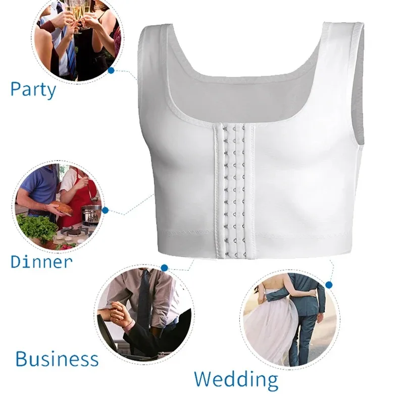 【Top-Rated Product】 Men Chest Binder Gynecomastia Compression Vest Underwear TopBreathable Buckle Reduction Shapewear.