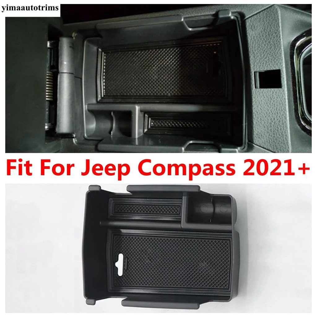 

Аксессуары для Jeep Compass 2021 2022, коробка для хранения с центральным подлокотником, контейнер, держатель, органайзер, внутренняя крышка