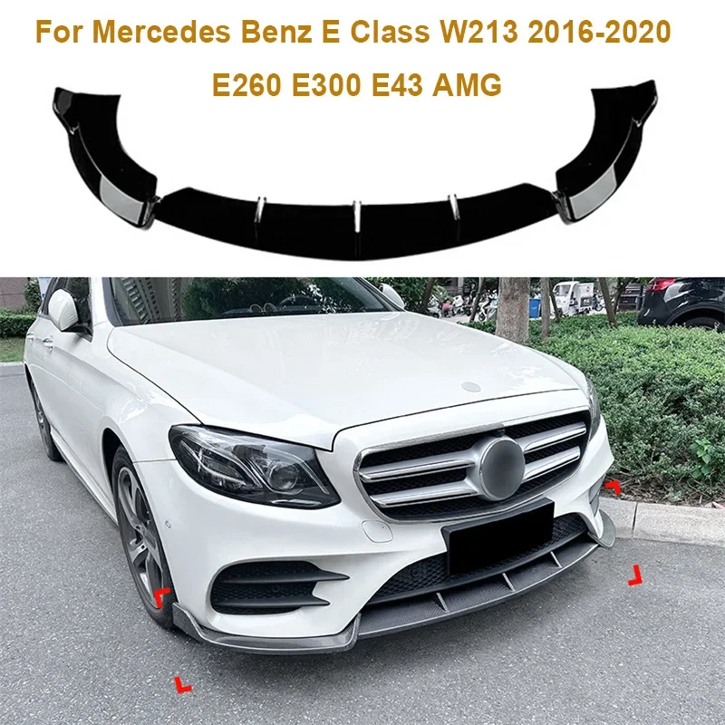 

For Mercedes Benz E Class W213 2016-2020 E260 E300 E43 AMG Front Bumper Lip Splitter Diffuser Body Kits Spoiler Bumper Guard