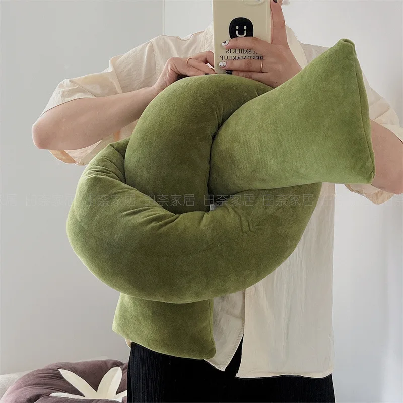 MOMO Ins Scandinavian Twisted Knot Pillow Shaped Knot Waist Pillow Soft Sofa Cushion Sleeping Pillow Bedside Bolster Pillow 4