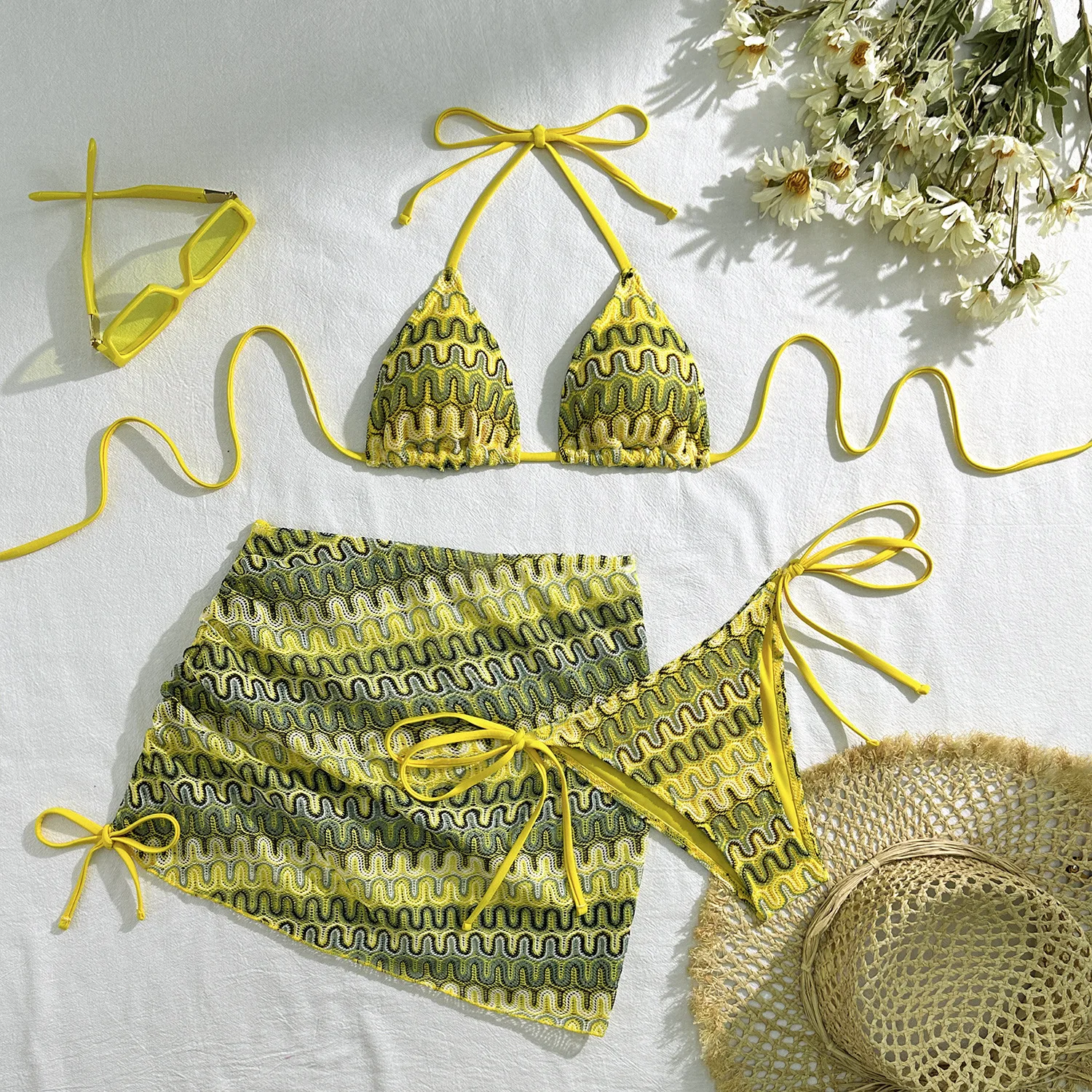 Three-Piece Womens Bikini Set - Sexy Beach Swimwear 2025