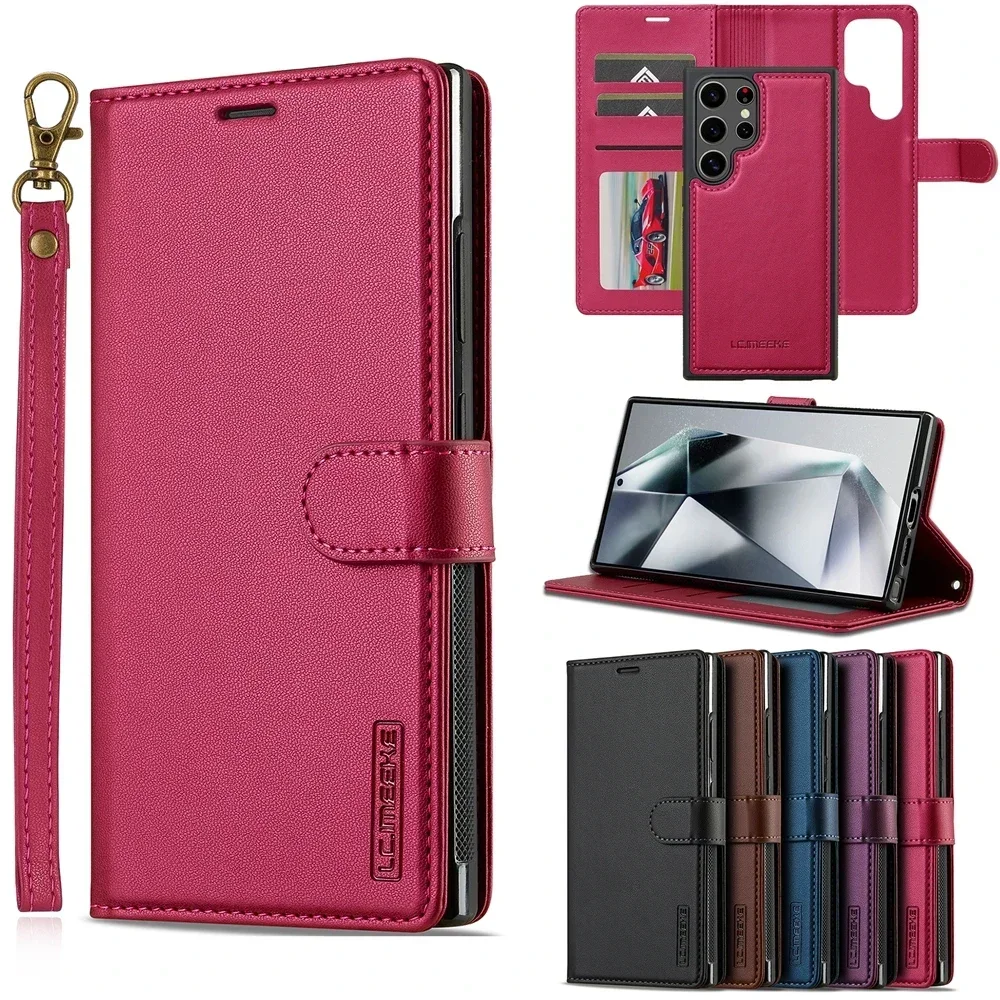 Magnetic Flip Leather Wallet Phone Case with Magsafe Compatibility