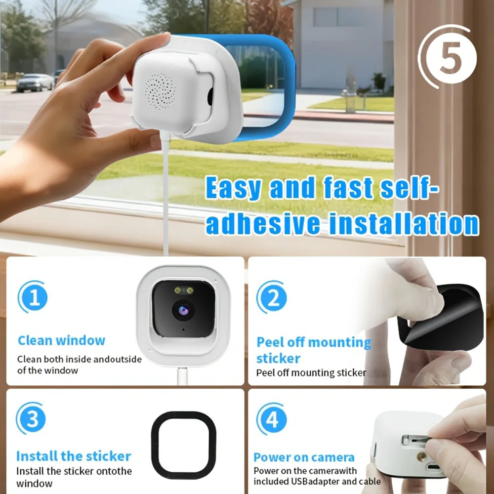 5MP/2MP WiFi Window Camera Indoor Home Security Full Color Night Vision Motion Detection Pet Baby Surveillance Monitoring Camera 6