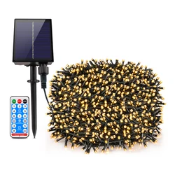 Solar-Powered 1000 LED Fairy String Lights - Waterproof Fast-Charge for Outdoor Christmas & Garden Decor (Warm White)