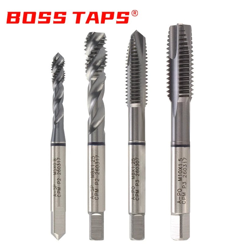 Black Ring CPM Spiral Fluted Tap Pointed M3 M4 M5 M6 M8 M10 M12 Machine Screw Thread Taps For HRC38°