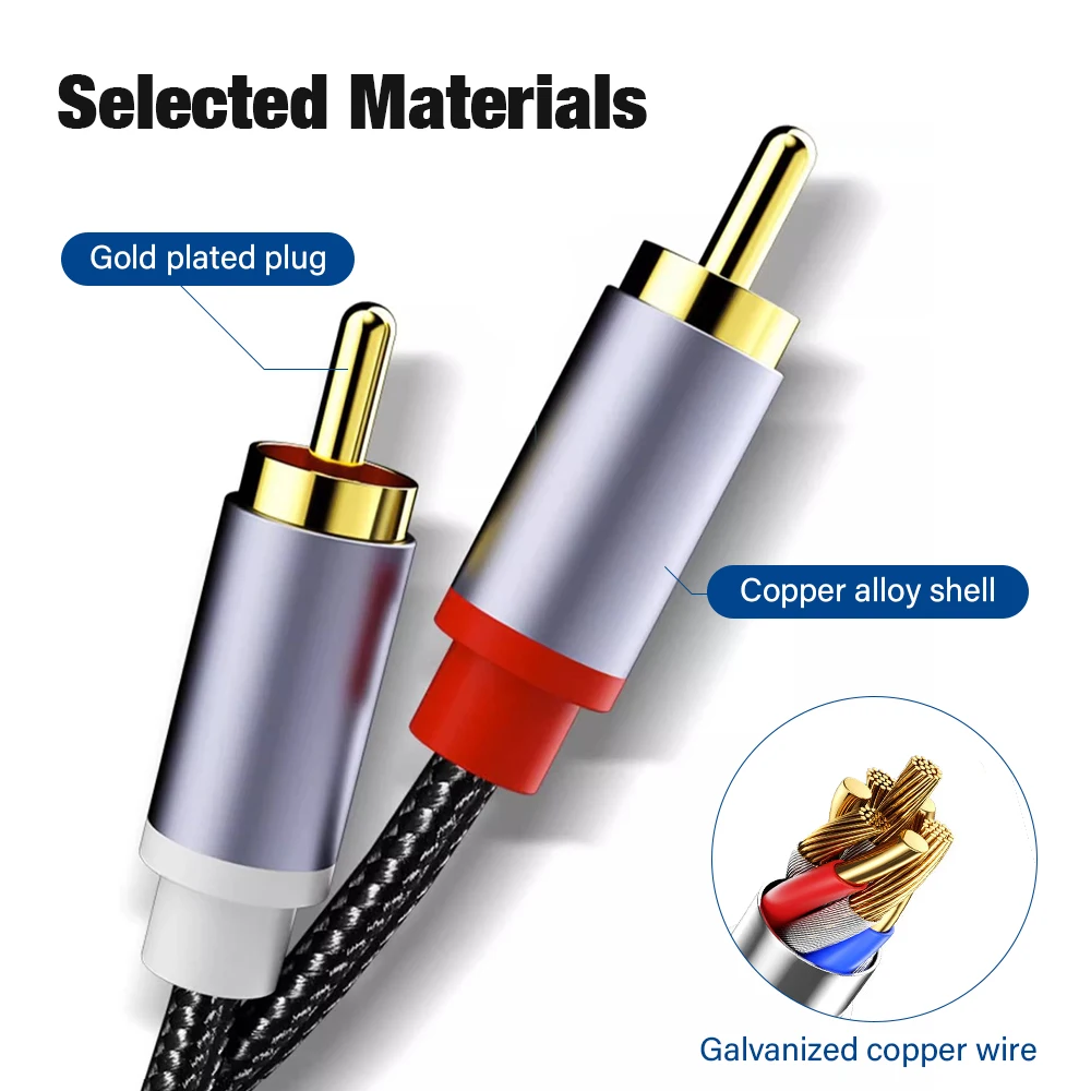 USB C to RCA Audio Cable for Speaker Amplifier with Multiple Length Options
